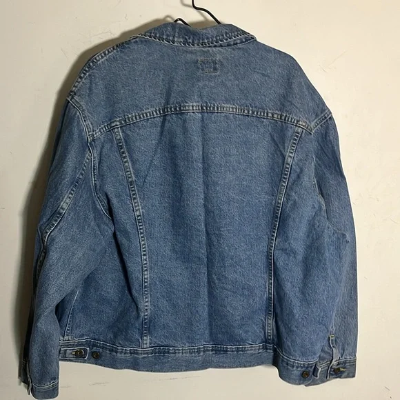 LEE DUNGAREES Vtg 90s USA Made Stonewash Denim Blue Jean Jacket Mens XXL - Picture 8 of 8